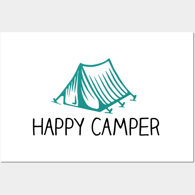 Happy Camper Tent Camping Quote Wall Art by sentinelsupplyco